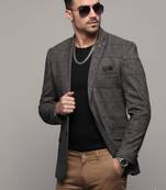 men's grey slim fit single-breasted blazer