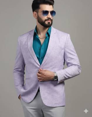 men linen Purple blazer 1