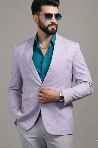men linen Purple blazer