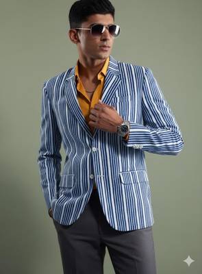Indigo Blue Cotton Blazer 1