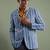 Men'S Indigo Blue Cotton Blazer