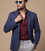 men's navy blue slim fit single breasted blazer