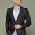 Men's knitted single-breasted slim-fit brown abstract print blazer