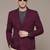 Men's double-breasted slim-fit maroon blazer with white stripes
