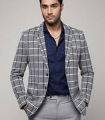 men's navy blue slim fit single breasted blazer