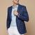 Men's blue single-breasted slim-fit blazer with white checks