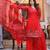 Women Red Sequinned Embroidered Georgette Kurta with Sharara & Dupatta