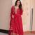 Pink georgette Anarkali with dupatta