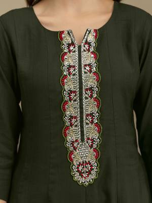 Art Silk Hand Work Embroidery Anarkali Kurta Pant with Printed Dupatta Set 4