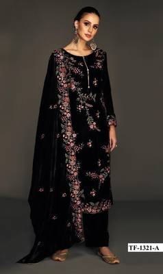 Black pure velvet suit with heavy embroidery sequin  1