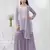 Lavender faux georgette semi stitched suit with embroidery cotton thread & sequence work