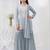 Sky blue faux georgette semi stitched suit with embroidery cotton thread & sequence work