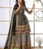 Black heavy crepe silk sharara suit