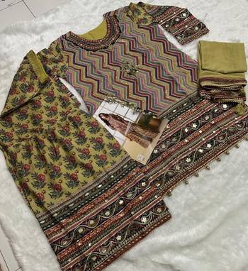 Yellow heavy crepe silk sharara suit 3