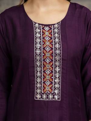 Art Silk Hand Work Embroidery Anarkali Kurta Pant with Printed Dupatta Set 4