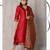 red cotton Surkh tashi kurta & pant with dupatta