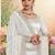 Designer white resham embroidery work zarkan border georgette saree
