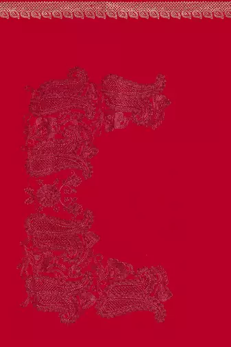 Designer red resham embroidery zarkan border georgette saree