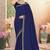 Designer navy blue resham embroidery zarkan border georgette saree
