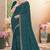 Designer teal blue resham embroidery zarkan border georgette saree
