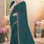 Designer teal blue resham embroidery zarkan border georgette saree