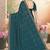 Designer teal blue resham embroidery zarkan border georgette saree
