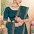 Designer teal blue resham embroidery zarkan border georgette saree