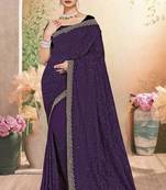 Designer purple resham embroidery zarkan border georgette saree