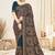 Designer teal blue resham multi kashmiri embroidery work georgette saree