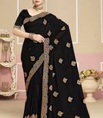 Designer black heavy coding zarkan embroidery georgette saree
