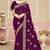 Designer wine coding zarkan embroidery georgette saree