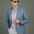 Blue checked tweed blazer