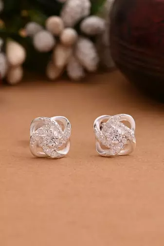 Silver color 925 silver stud earrings