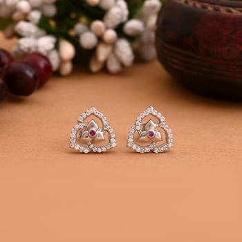 Silver color 925 silver stud earrings 1