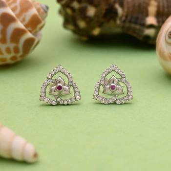 Silver color 925 silver stud earrings 2