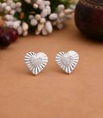 Silver color heart shape 925 silver stud earrings
