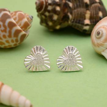 Silver color heart shape 925 silver stud earrings 2