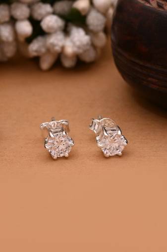 Silver color 925 silver stud earrings