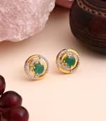 Green color 925 gold plated silver stud earrings