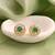 Green color 925 gold plated silver stud earrings