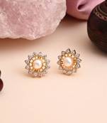 White color 925 gold plated silver stud earrings
