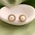White color 925 gold plated silver stud earrings
