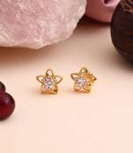 White color 925 gold plated silver stud earrings