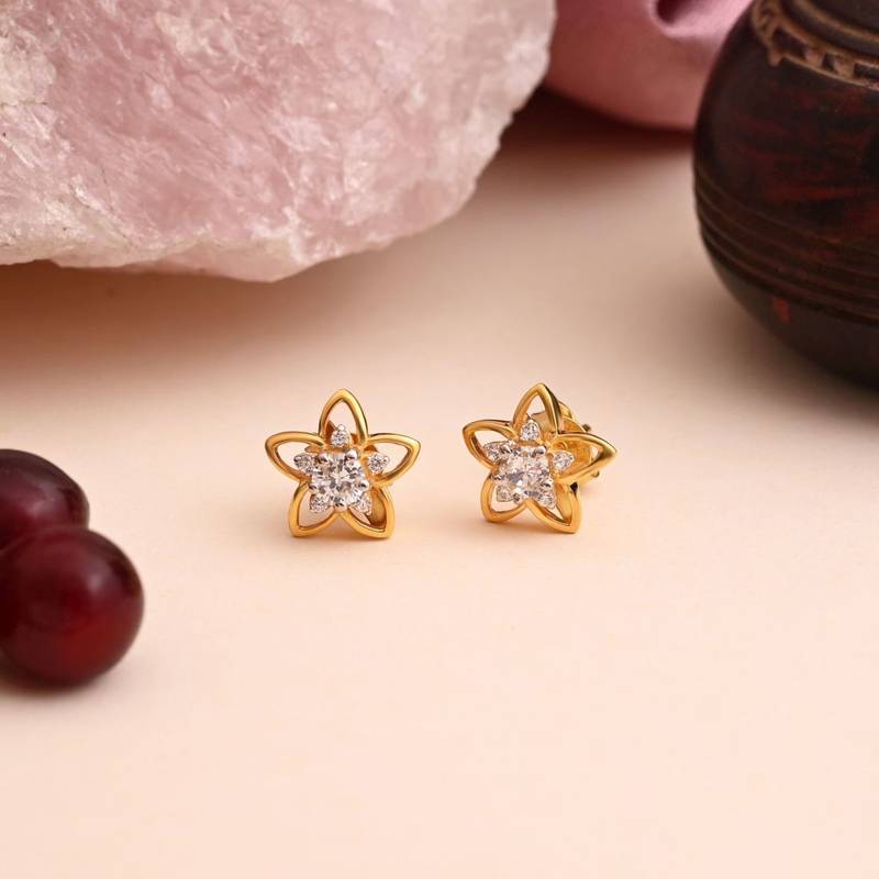 White color 925 gold plated silver stud earrings