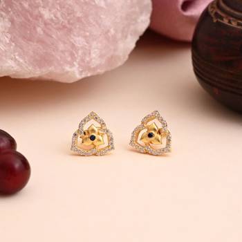 Blue color 925 gold plated silver stud earrings 1