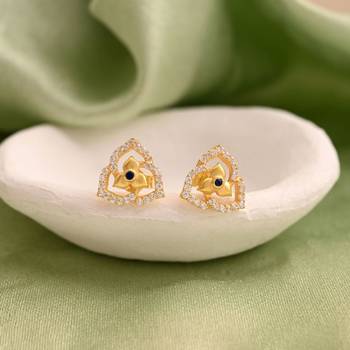 Blue color 925 gold plated silver stud earrings 2