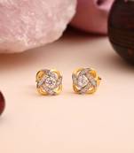 White color 925 gold plated silver stud earrings
