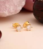 White color 925 gold plated silver stud earrings