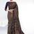 dark purple brasso digital print with embroidery hand work saree