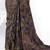 dark purple brasso digital print with embroidery hand work saree
